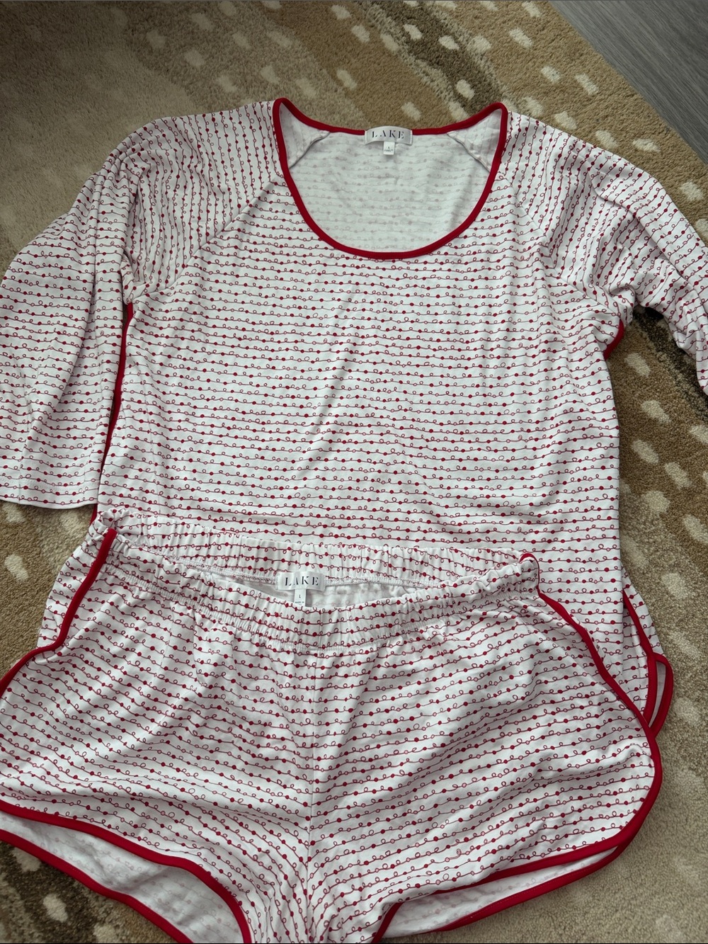 LAKE Red-Trim Pajama Set